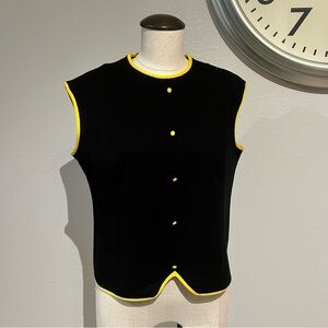 Vintage Black and Yellow Trim Sleeveless Blouse